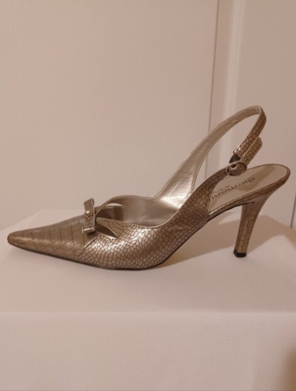 Elements by Nina Taupe Croc-Embossed Slingback Pump